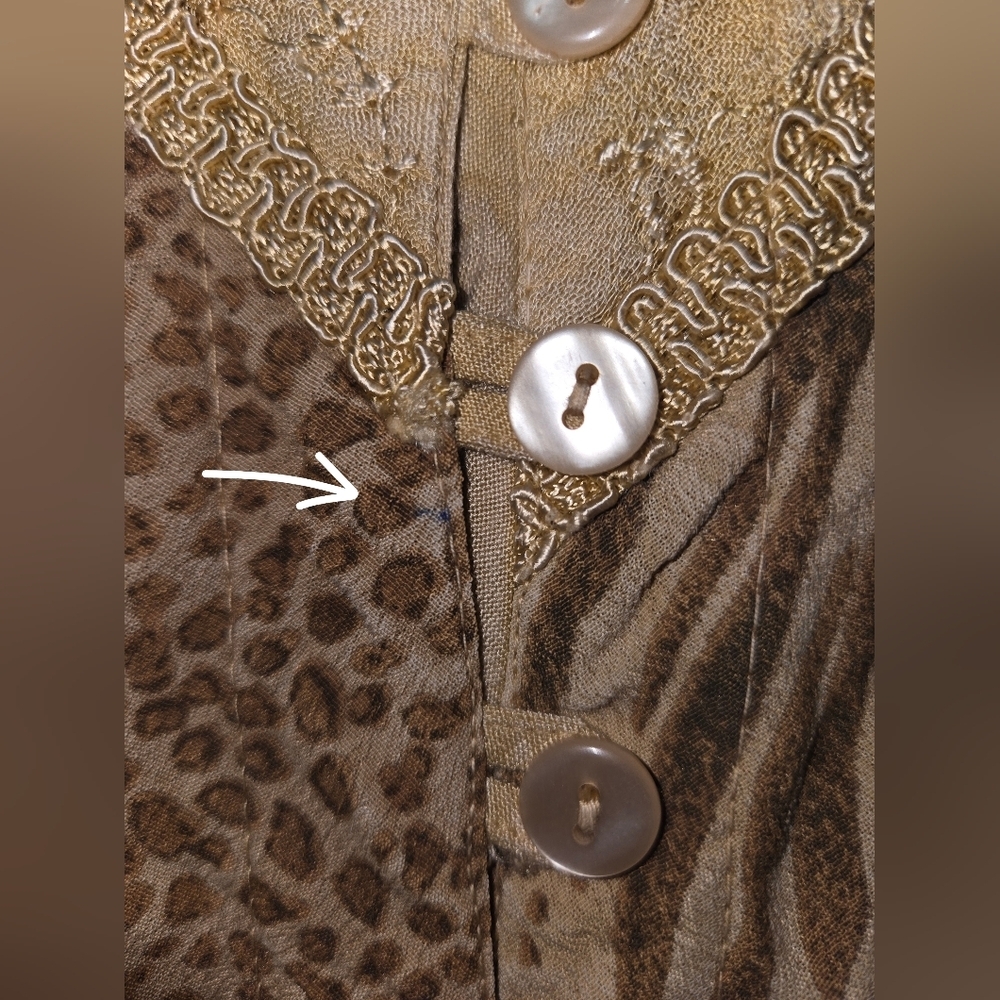 Raya Sun Tan and Brown Dress, Embroidered, Large, Boho - Picture 9 of 11